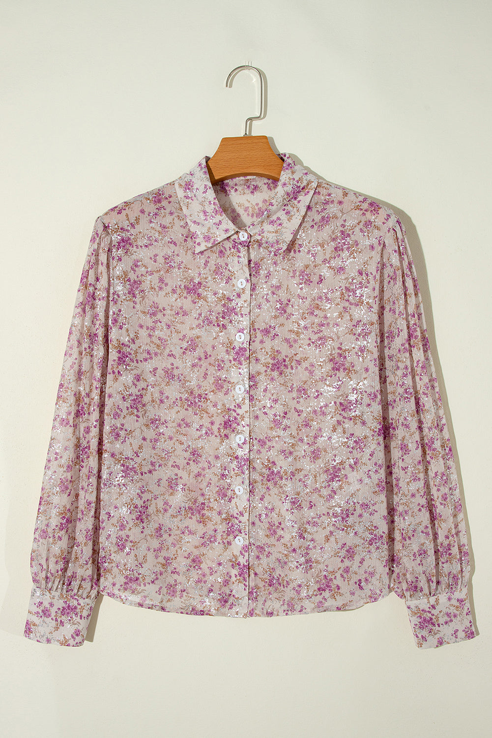 TEEK - Dusty Pink Printed Collared Neck Long Sleeve Shirt TOPS TEEK Trend