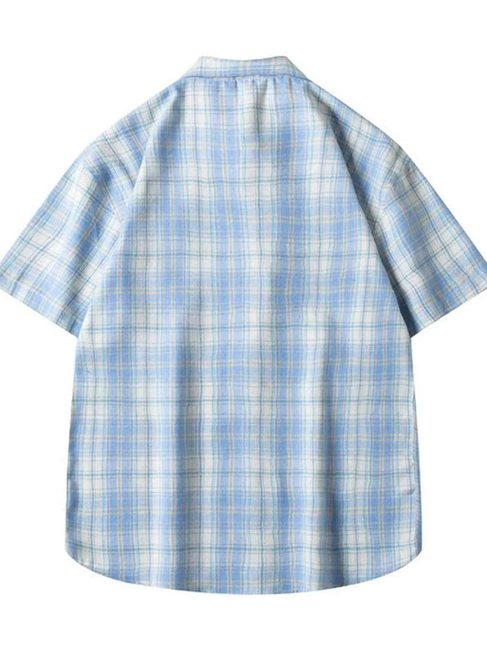 Men's Plus Size Casual Plaid Short Sleeve Shirt Trendsi