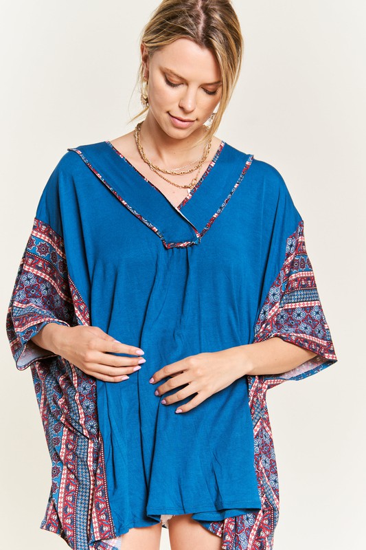 TEEK - TEAL BOHEMIAN PONCHO TUNIC TOPS TEEK FG   