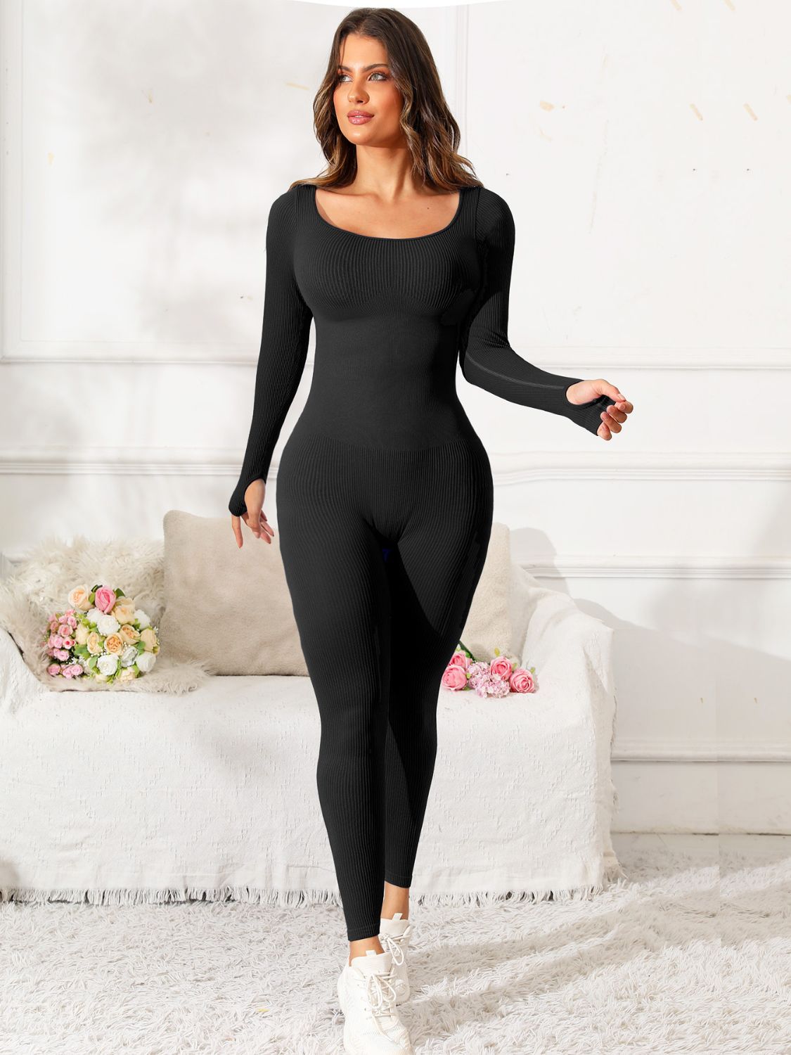 TEEK - Scoop Neck Long Sleeve Active Jumpsuit  TEEK Trend   