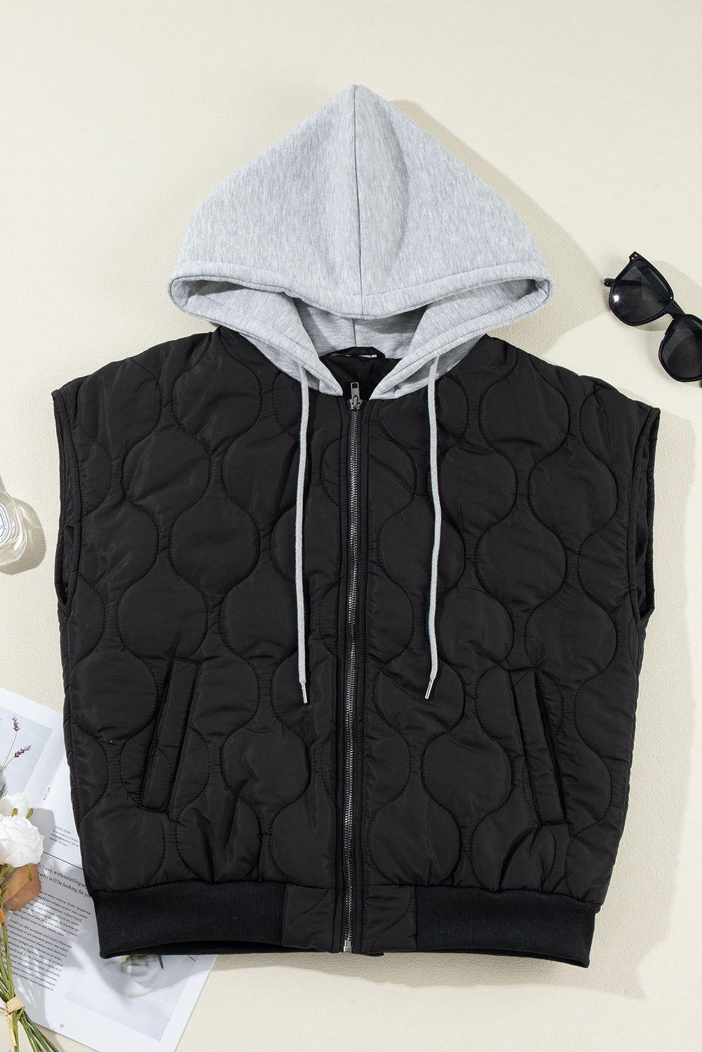 TEEK - Drawstring Zip Up Hooded Vest Coat JACKET TEEK Trend   