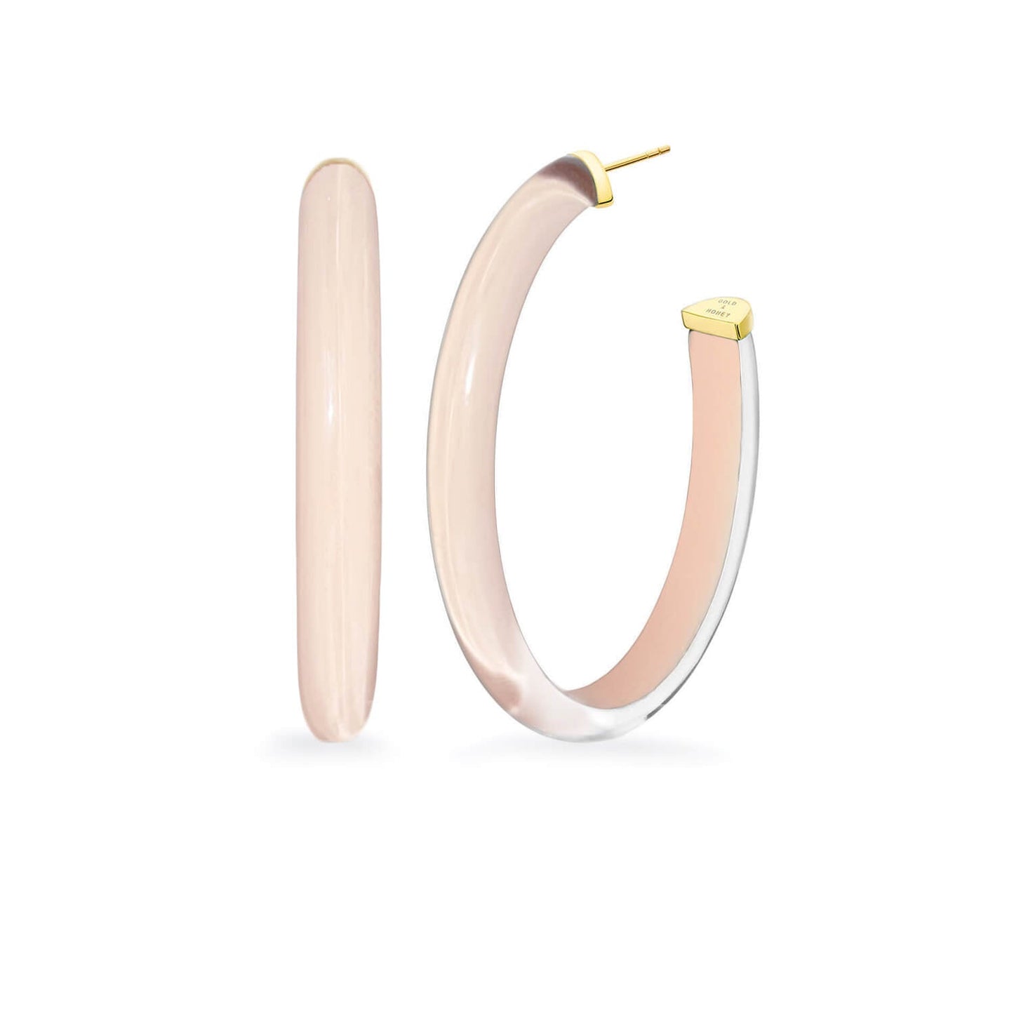 TEEK - XL Oval Illusion Neutral Lucite Hoop Earrings JEWELRY TEEK GNH NUDE 2