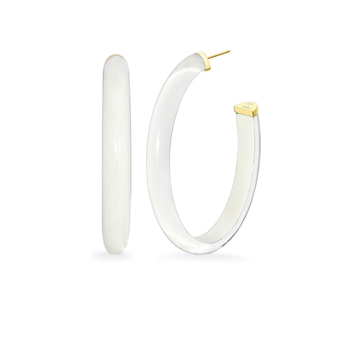 TEEK - XL Oval Illusion Neutral Lucite Hoop Earrings JEWELRY TEEK GNH WHITE
