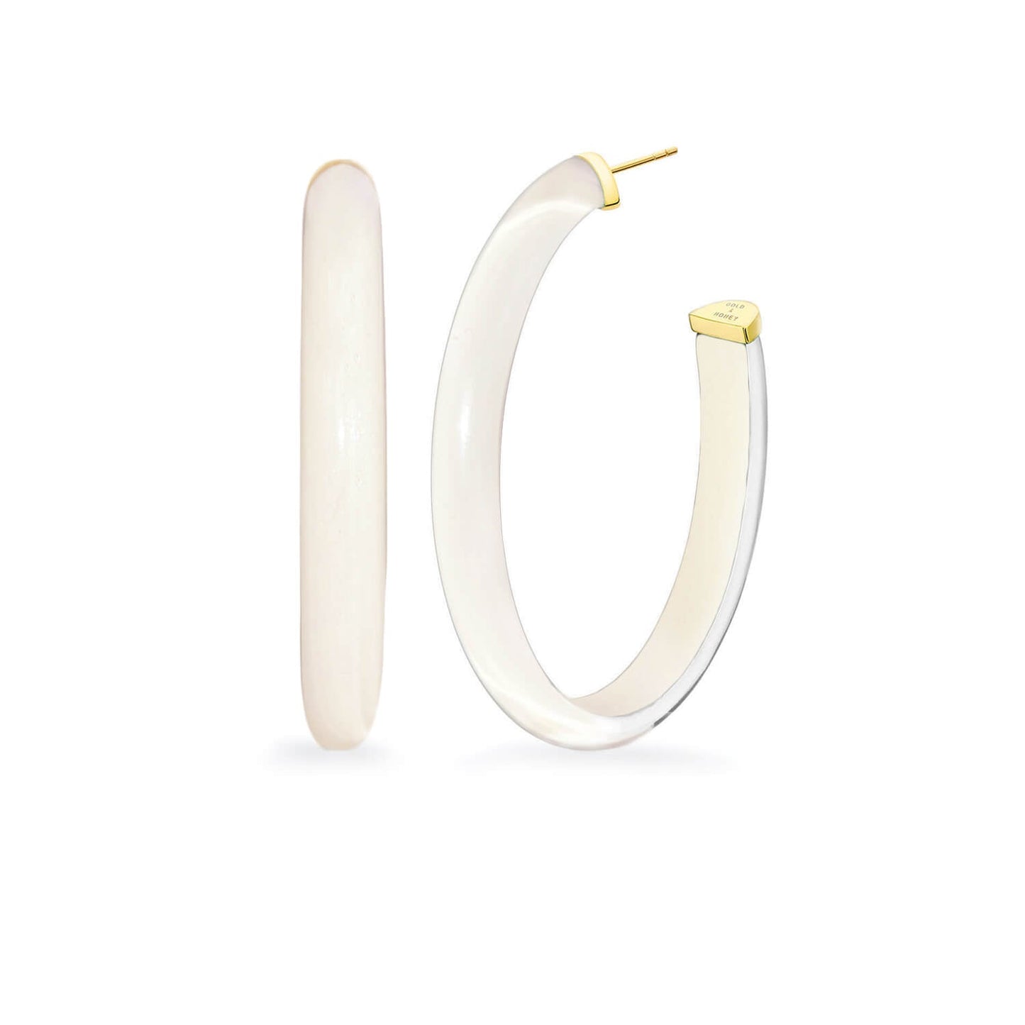 TEEK - XL Oval Illusion Neutral Lucite Hoop Earrings JEWELRY TEEK GNH NUDE1