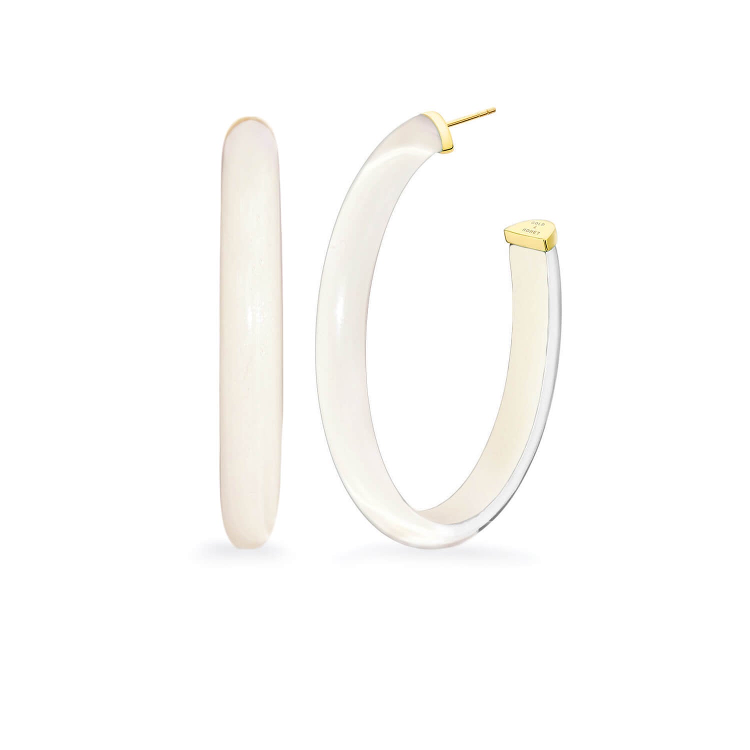 TEEK - XL Oval Illusion Neutral Lucite Hoop Earrings JEWELRY TEEK GNH NUDE1