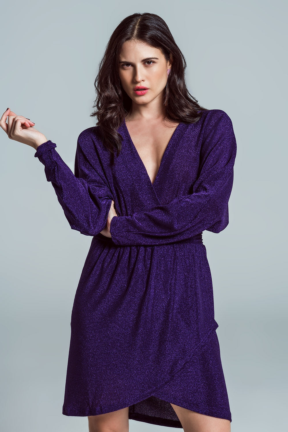 TEEK - Purple Glitter Deep V-Neck Dress DRESS TEEK M   