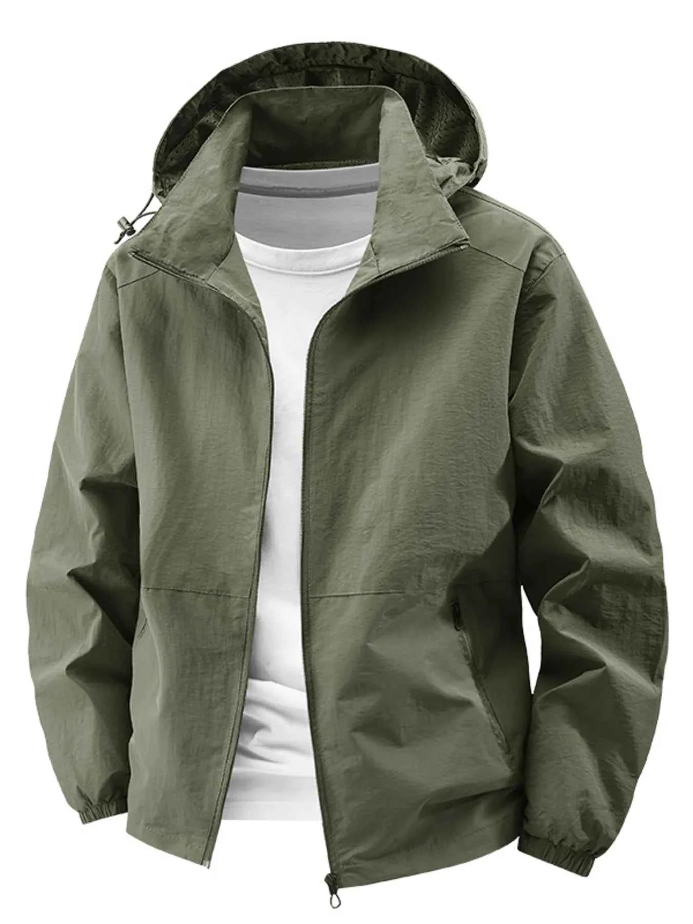 TEEK - Mens Plus Size Lightweight Hooded Windbreaker Jacket JACKET TEEK Trend Army Green M