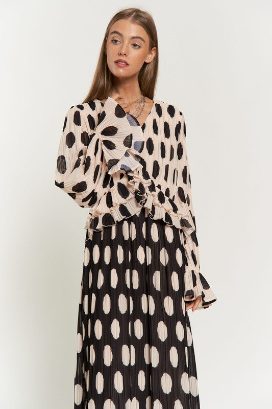 TEEK - Polka Dot Ruffled Pleated Maxi Dress DRESS TEEK FG S  