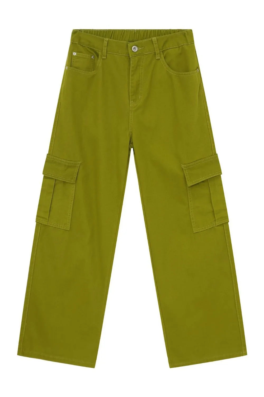 TEEK - Mens Yellow Green Mid Rise Cargo Pocketed Jeans JEANS TEEK Trend
