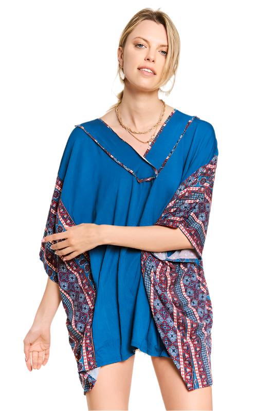 TEEK - TEAL BOHEMIAN PONCHO TUNIC TOPS TEEK FG   