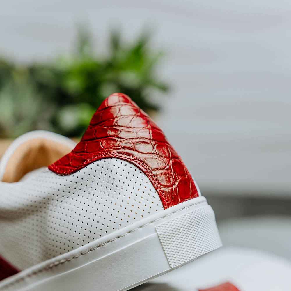 TEEK - 61-101-RED OLYMPIAS Italian Calfskin and Crocodile Stripe, Red SHOES TEEK ZI