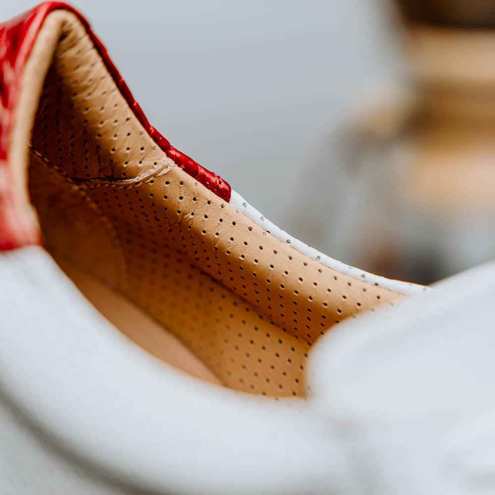 TEEK - 61-101-RED OLYMPIAS Italian Calfskin and Crocodile Stripe, Red SHOES TEEK ZI