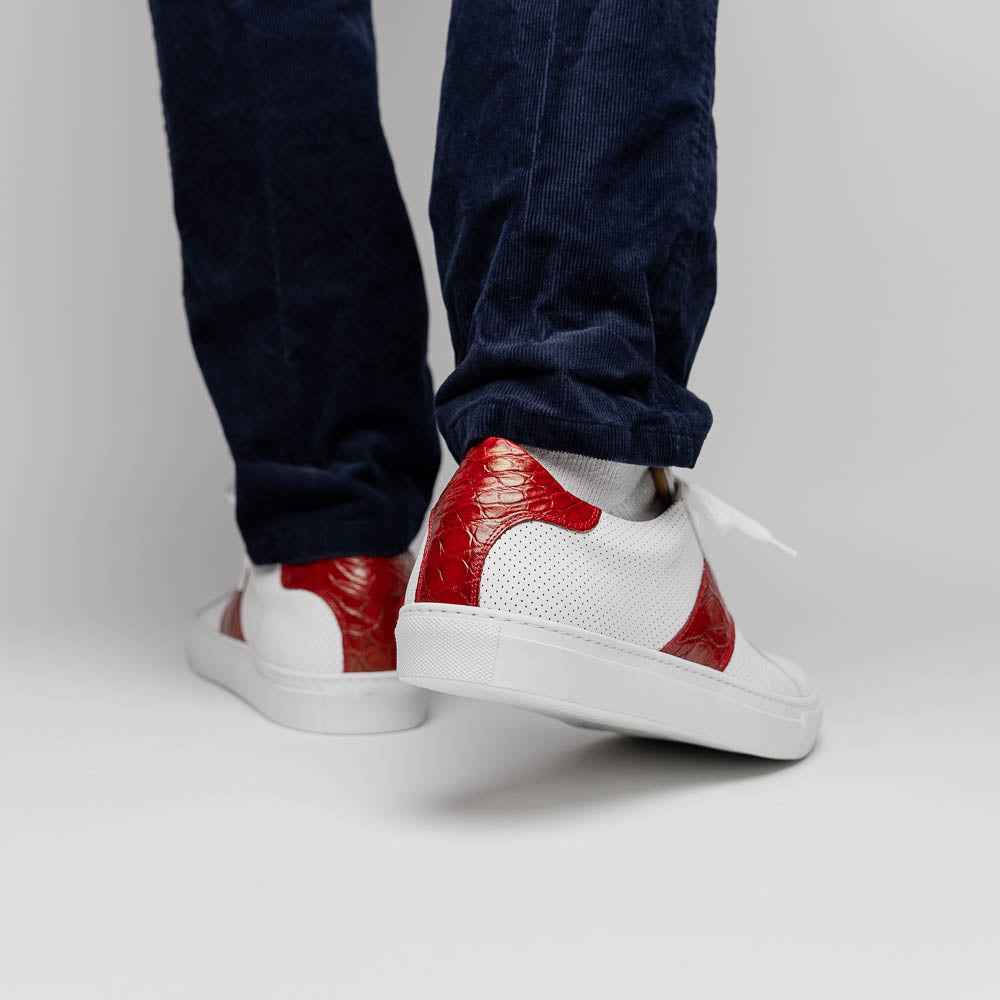 TEEK - 61-101-RED OLYMPIAS Italian Calfskin and Crocodile Stripe, Red SHOES TEEK ZI