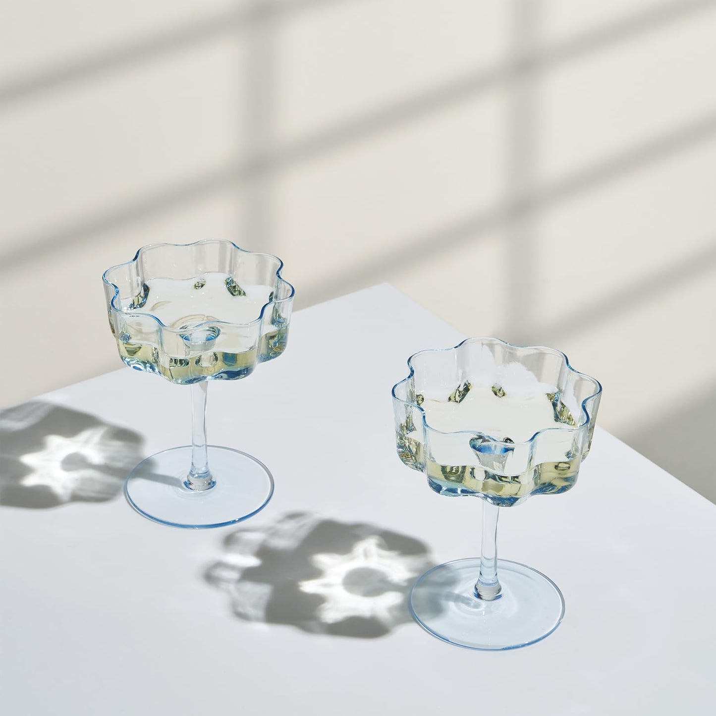 TEEK - Flower Wave Coupe Cocktail Colored Glasses Set | Cobalt Blue HOME DECOR TEEK KS