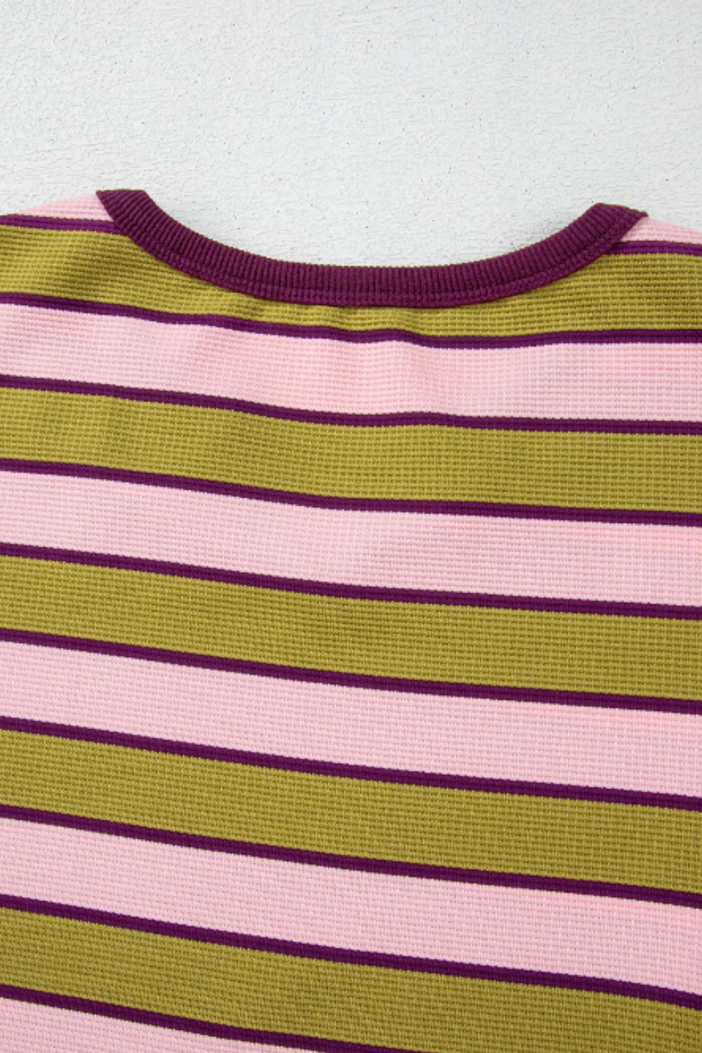 TEEK - Matcha Green Striped Notched Long Sleeve T-Shirt TOPS TEEK Trend