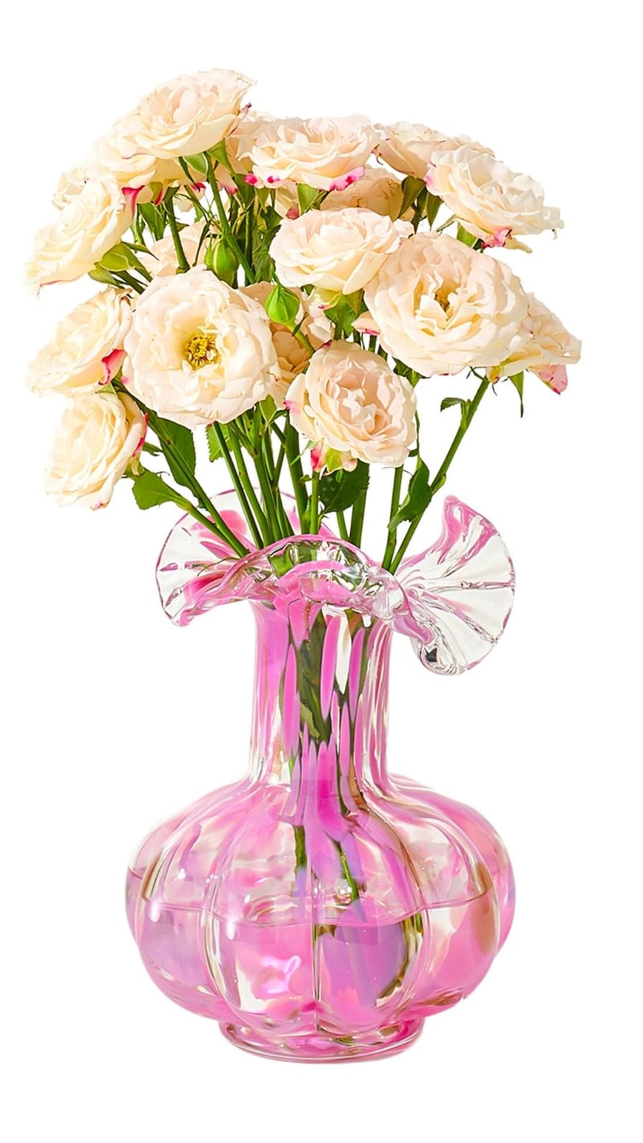 TEEK - Blush Petal Small Hand‑Blown Glass Flower Vase Décor 7″ HOME DECOR TEEK KS