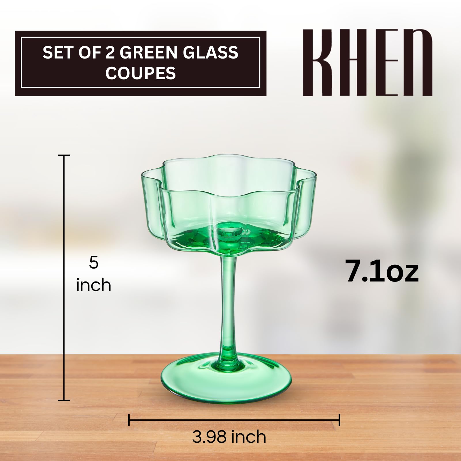 TEEK - Flower Wave Coupe Cocktail Colored Glasses Set | Jade HOME DECOR TEEK KS