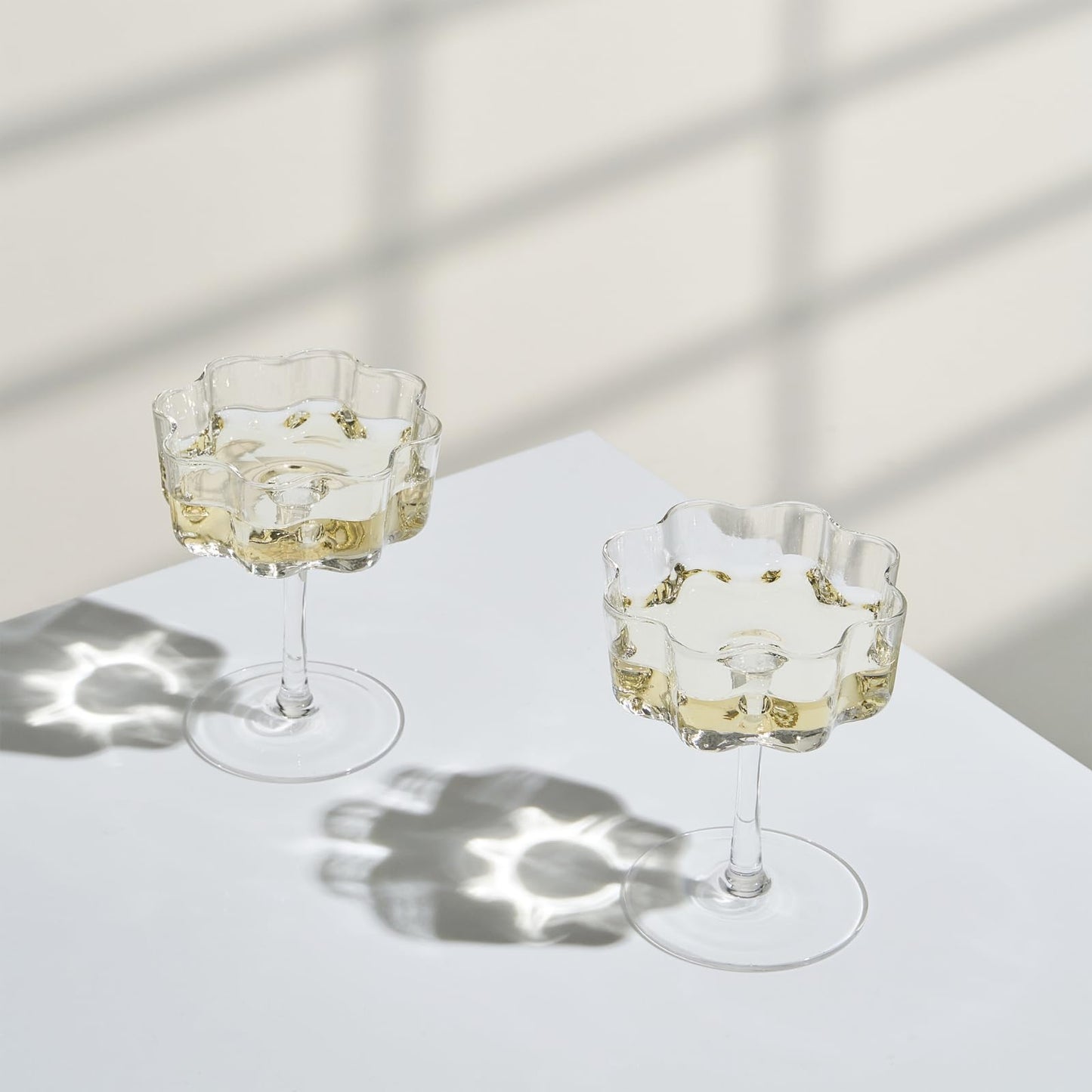TEEK - Flower Wave Coupe Cocktail Colored Glasses Set | Clear HOME DECOR TEEK KS