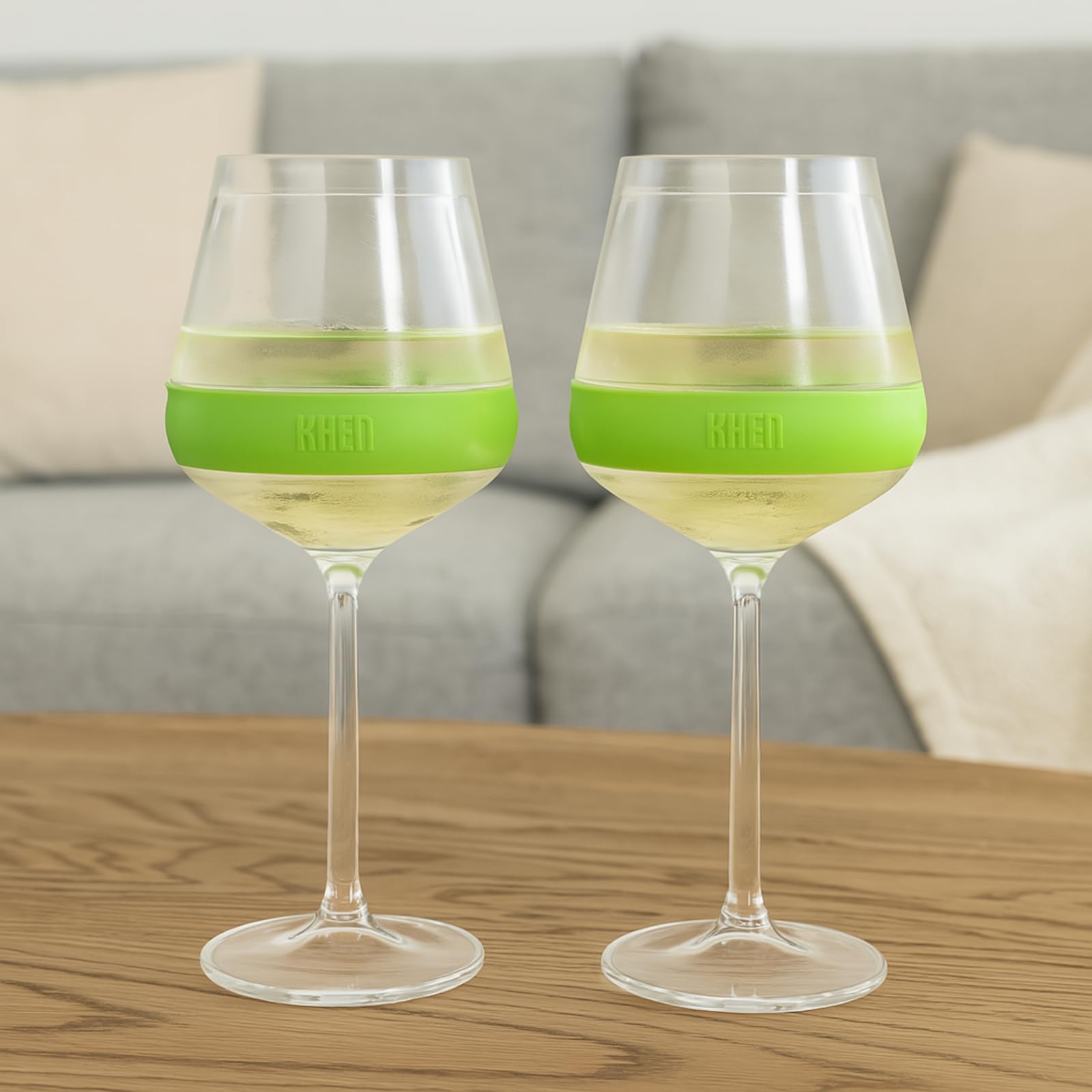 TEEK - Stemmed Acrylic Cooling Wine Glasses 14oz Set | Green HOME DECOR TEEK KS