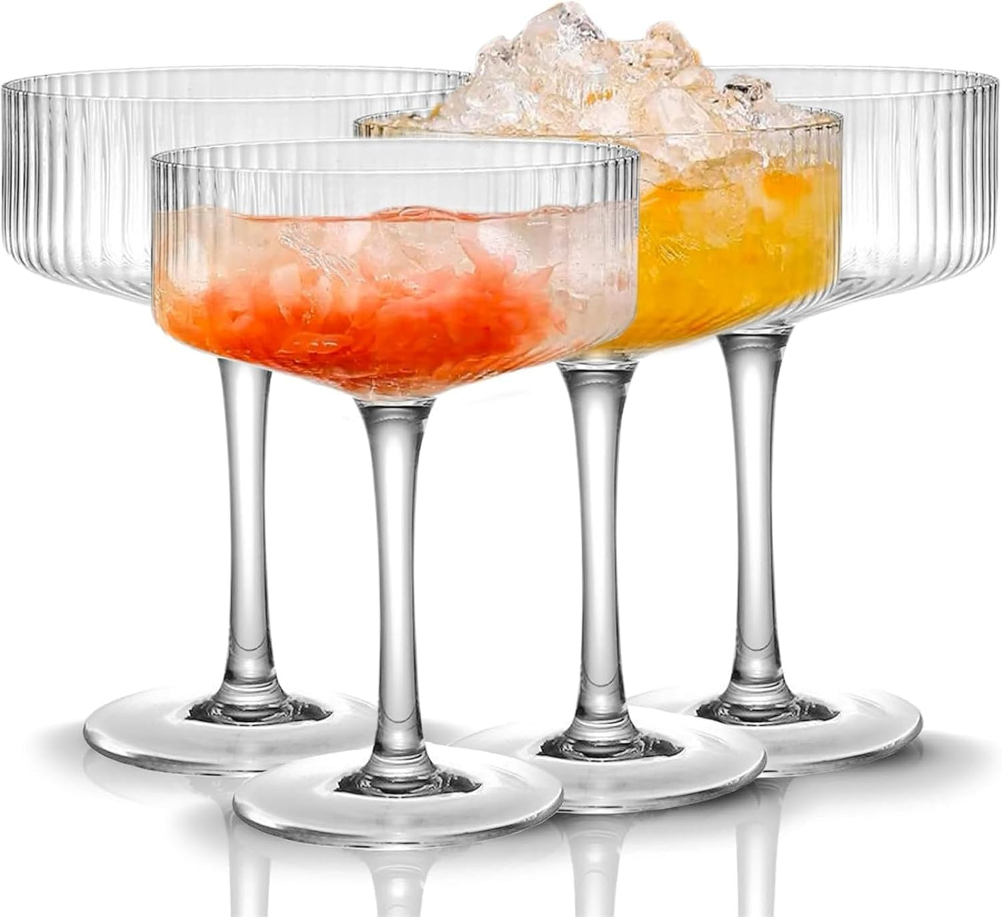 TEEK - Ribbed Cocktail Glasses Set – 10oz Clear HOME DECOR TEEK KS