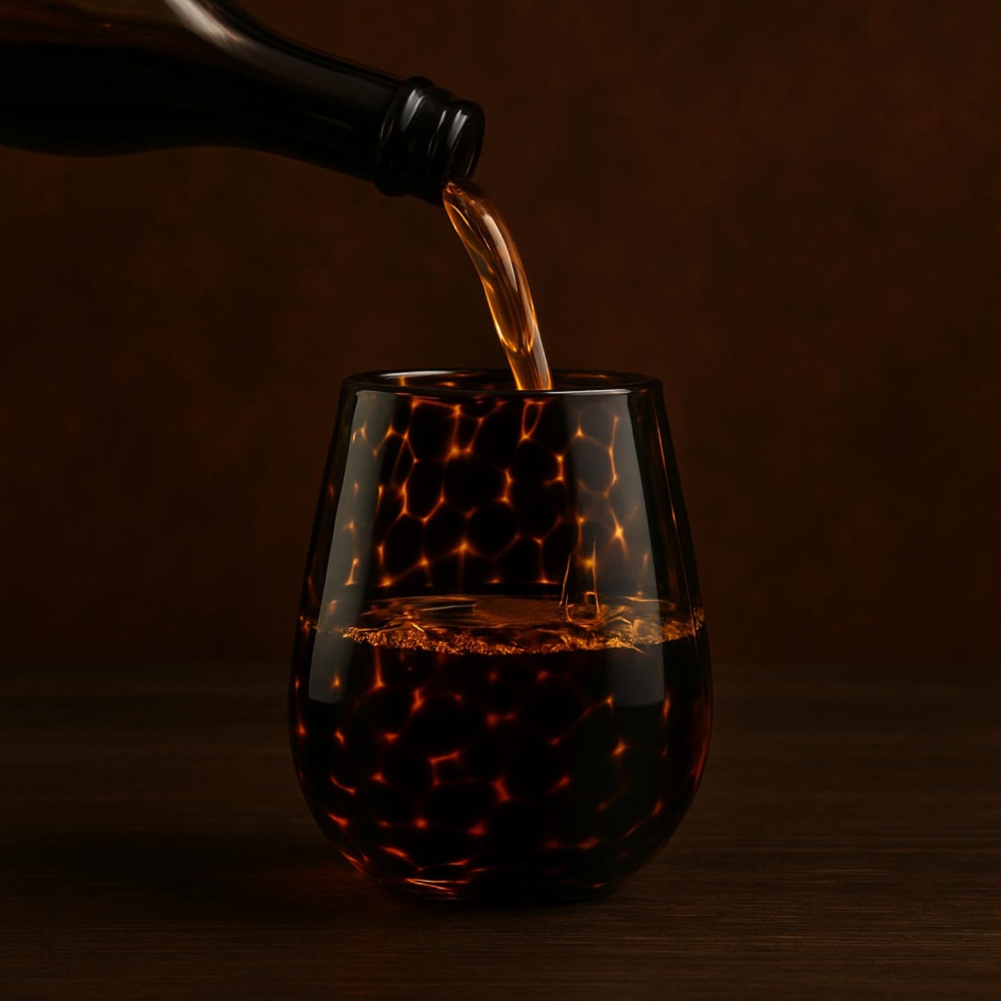 TEEK - Leopard Print Amber Colored Stemless Wine Glass Set HOME DECOR TEEK KS