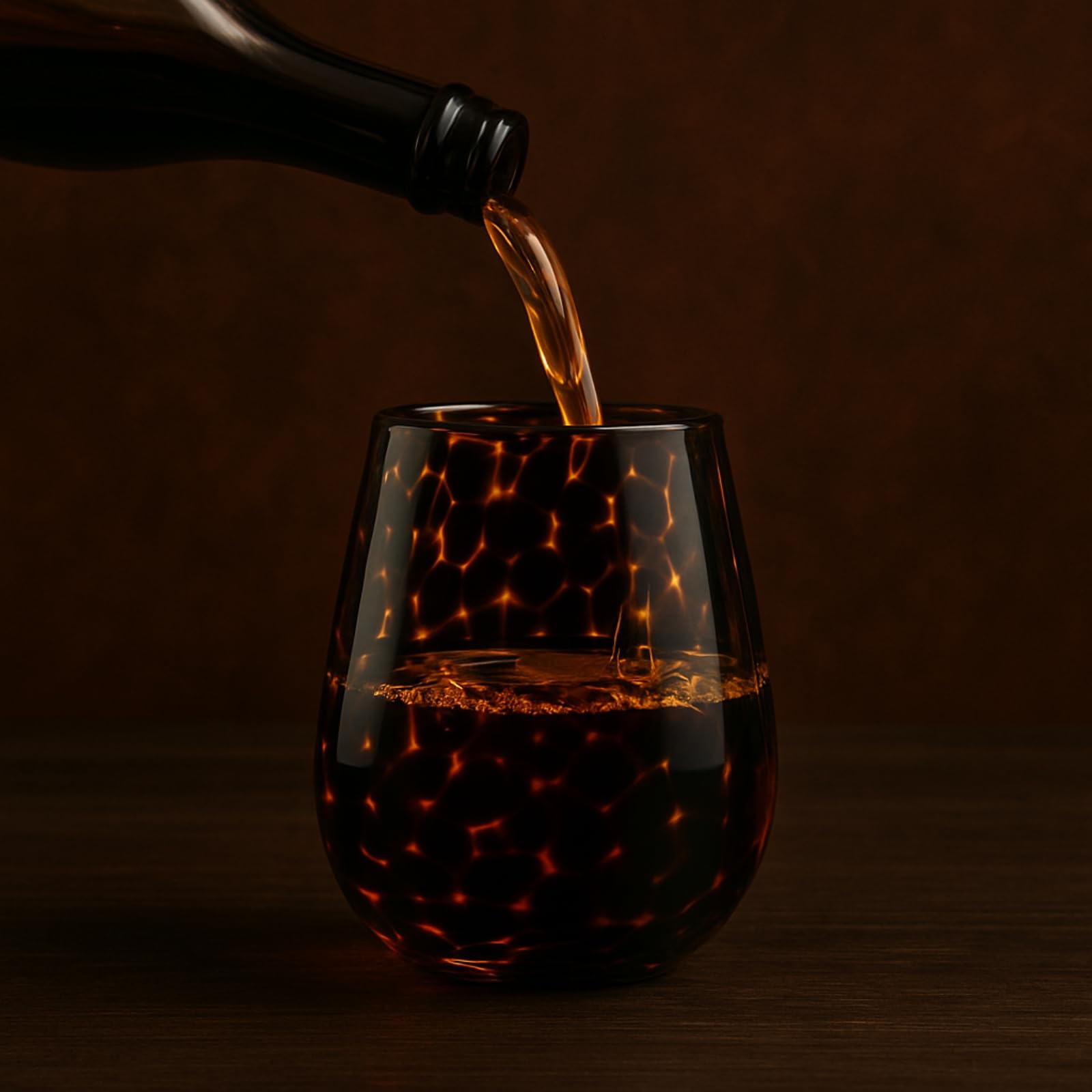 TEEK - Leopard Print Amber Colored Stemless Wine Glass Set HOME DECOR TEEK KS
