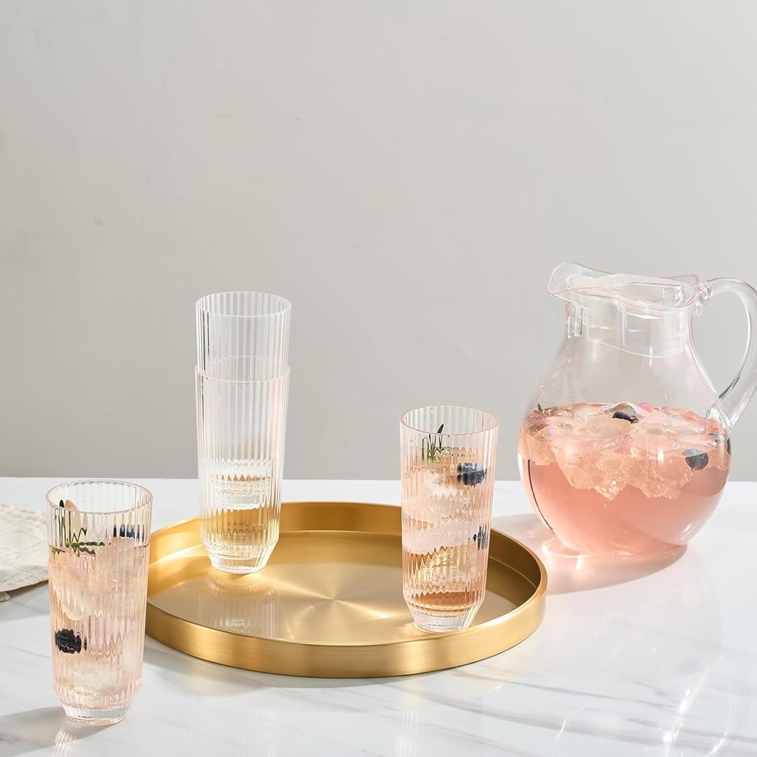 TEEK - Khen Shatterproof Ribbed - Set of 4 Clear 12oz Tritan Tumblers HOME DECOR TEEK KS