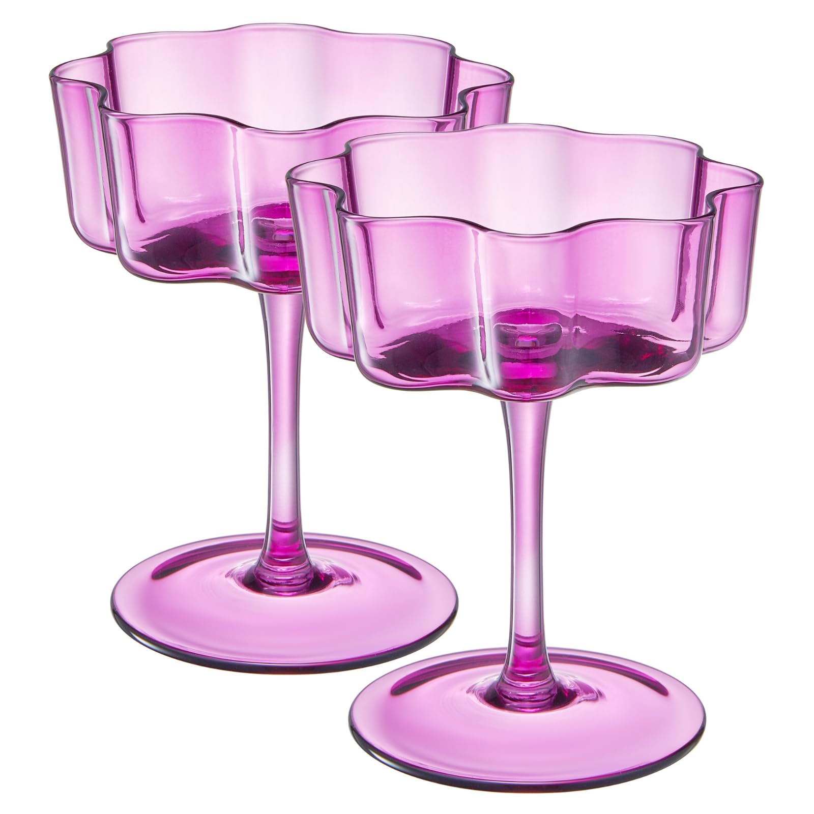 TEEK - Flower Wave Coupe Cocktail Colored Glasses Set | Amethyst Purple HOME DECOR TEEK KS