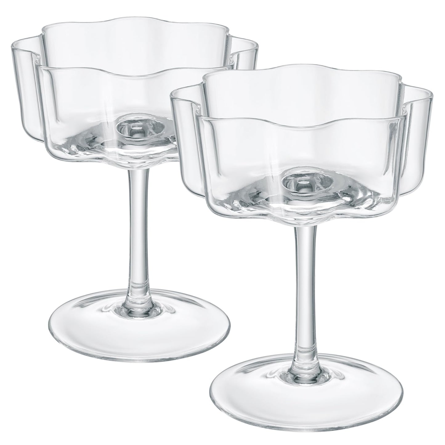 TEEK - Flower Wave Coupe Cocktail Colored Glasses Set | Clear HOME DECOR TEEK KS