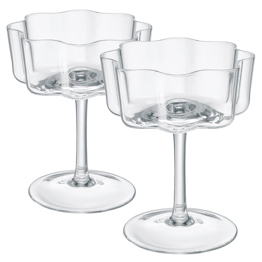 TEEK - Flower Wave Coupe Cocktail Colored Glasses Set | Clear HOME DECOR TEEK KS