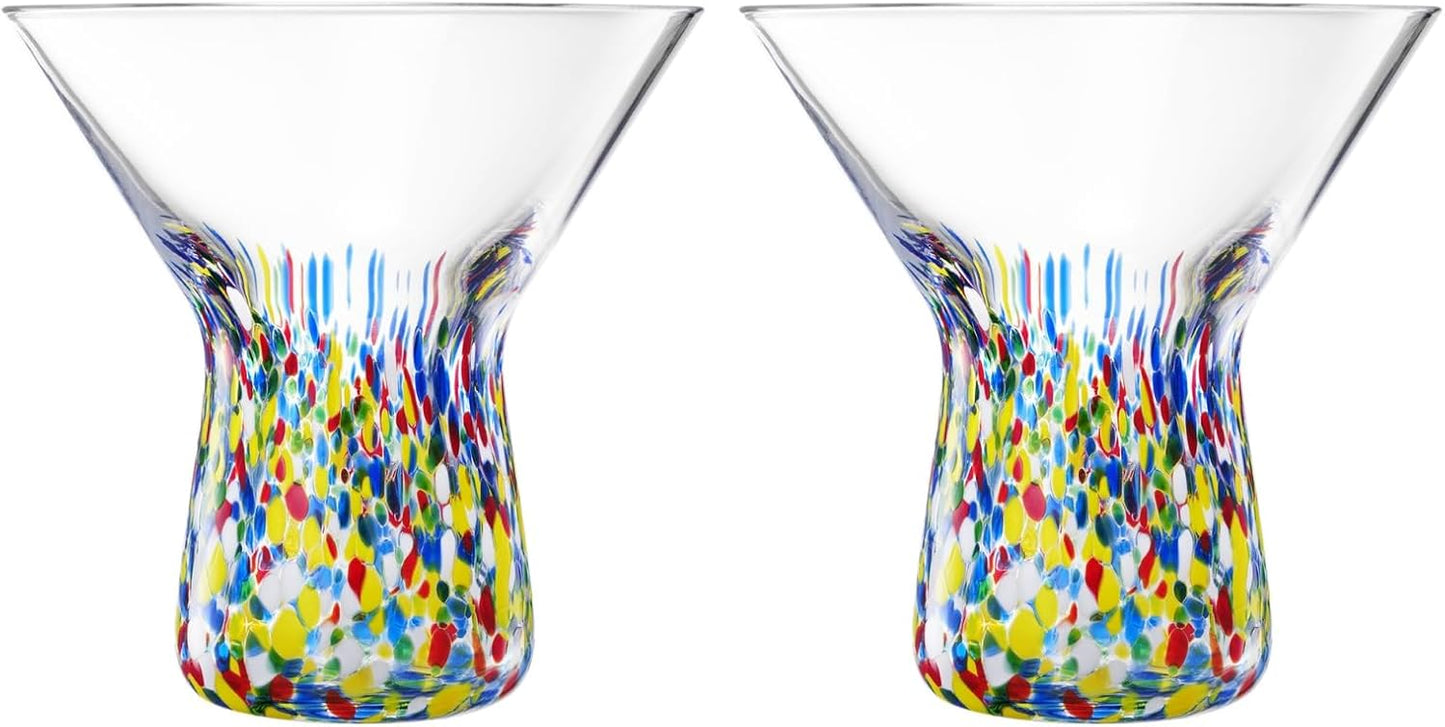 TEEK - Stemless Martini Hand Blown Mexican Confetti Drinkware Set | Clear HOME DECOR TEEK KS