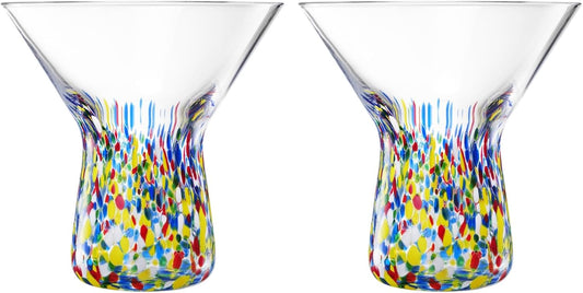 TEEK - Stemless Martini Hand Blown Mexican Confetti Drinkware Set | Clear HOME DECOR TEEK KS