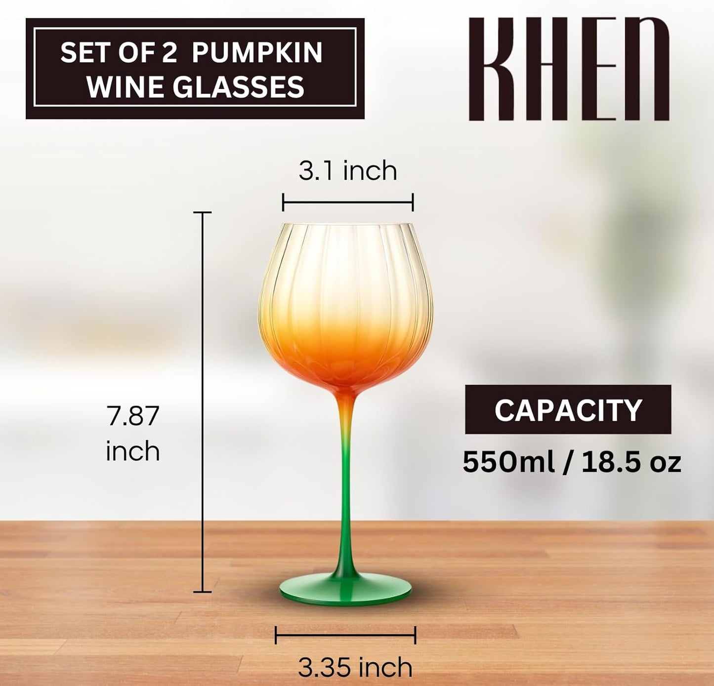 TEEK - Pumpkin Wine Glasses Borosilicate Stemware Set HOME DECOR TEEK KS