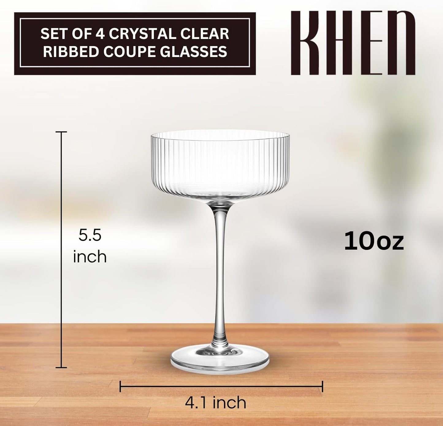 TEEK - Ribbed Cocktail Glasses Set – 10oz Clear HOME DECOR TEEK KS