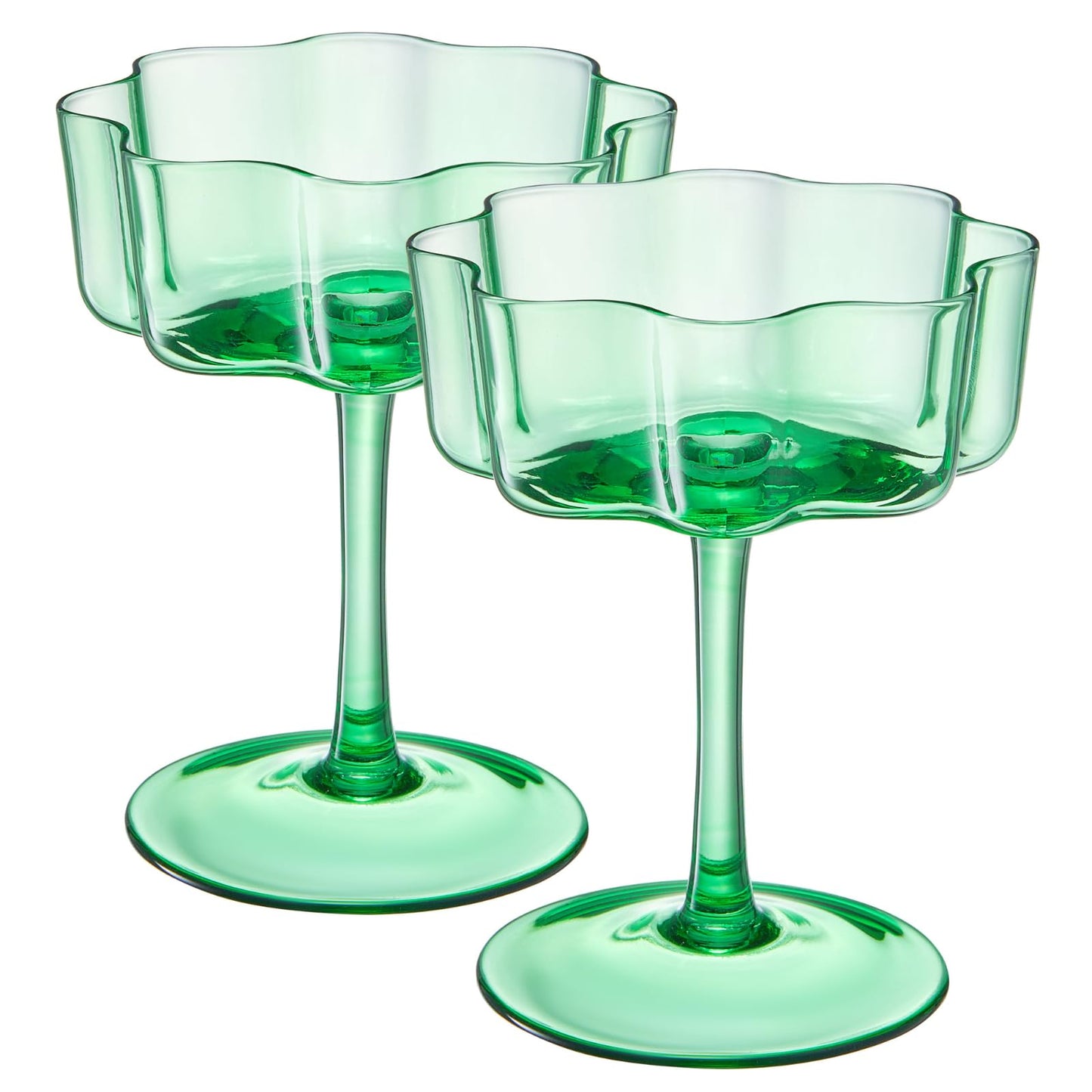 TEEK - Flower Wave Coupe Cocktail Colored Glasses Set | Jade HOME DECOR TEEK KS