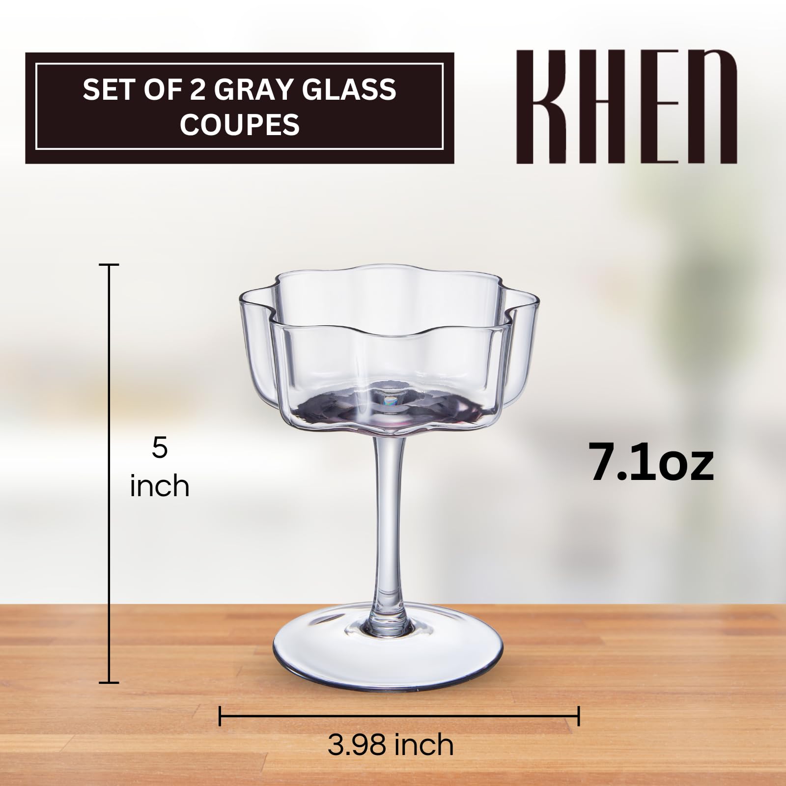 TEEK - Flower Wave Coupe Cocktail Colored Glasses Set | Grey HOME DECOR TEEK KS