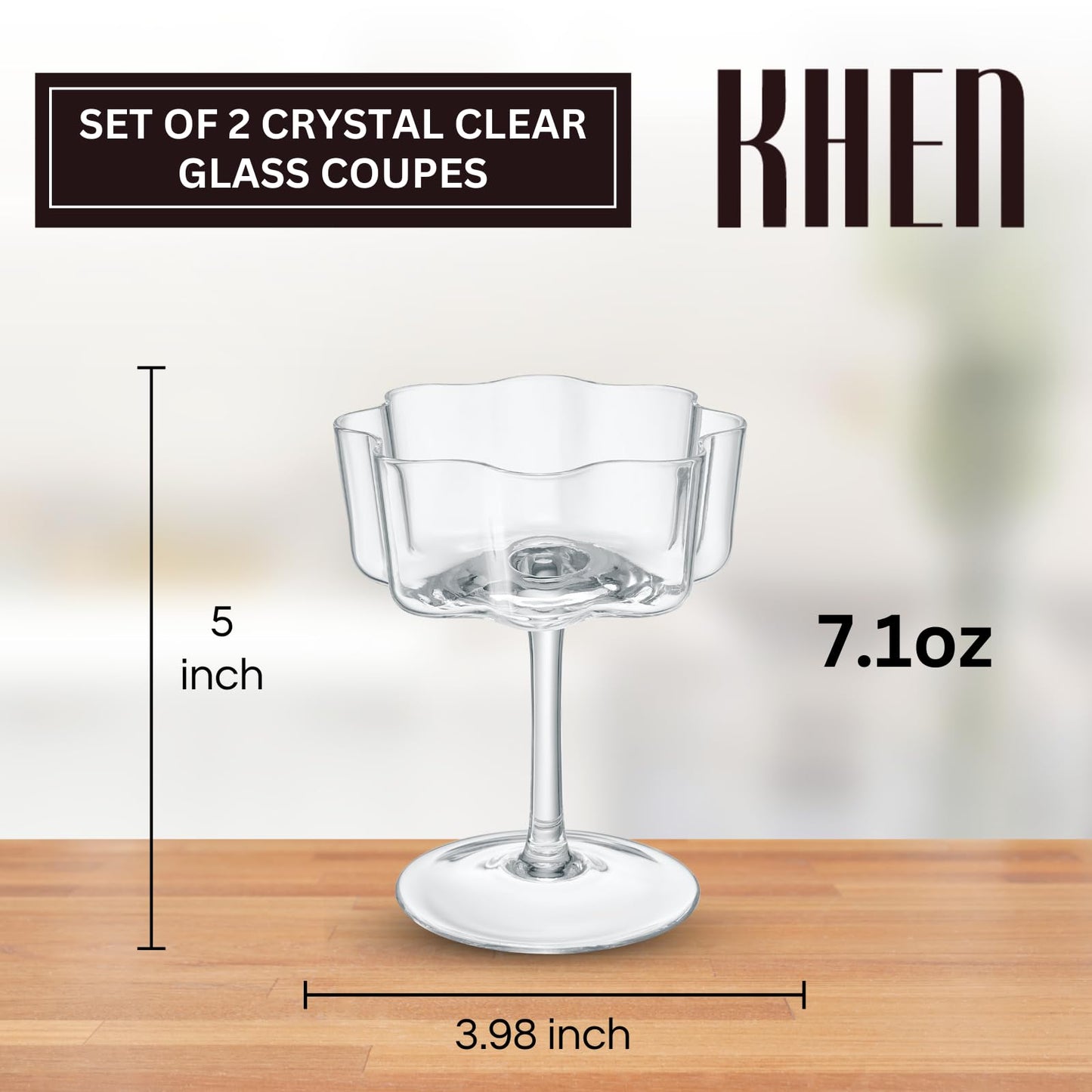 TEEK - Flower Wave Coupe Cocktail Colored Glasses Set | Clear HOME DECOR TEEK KS