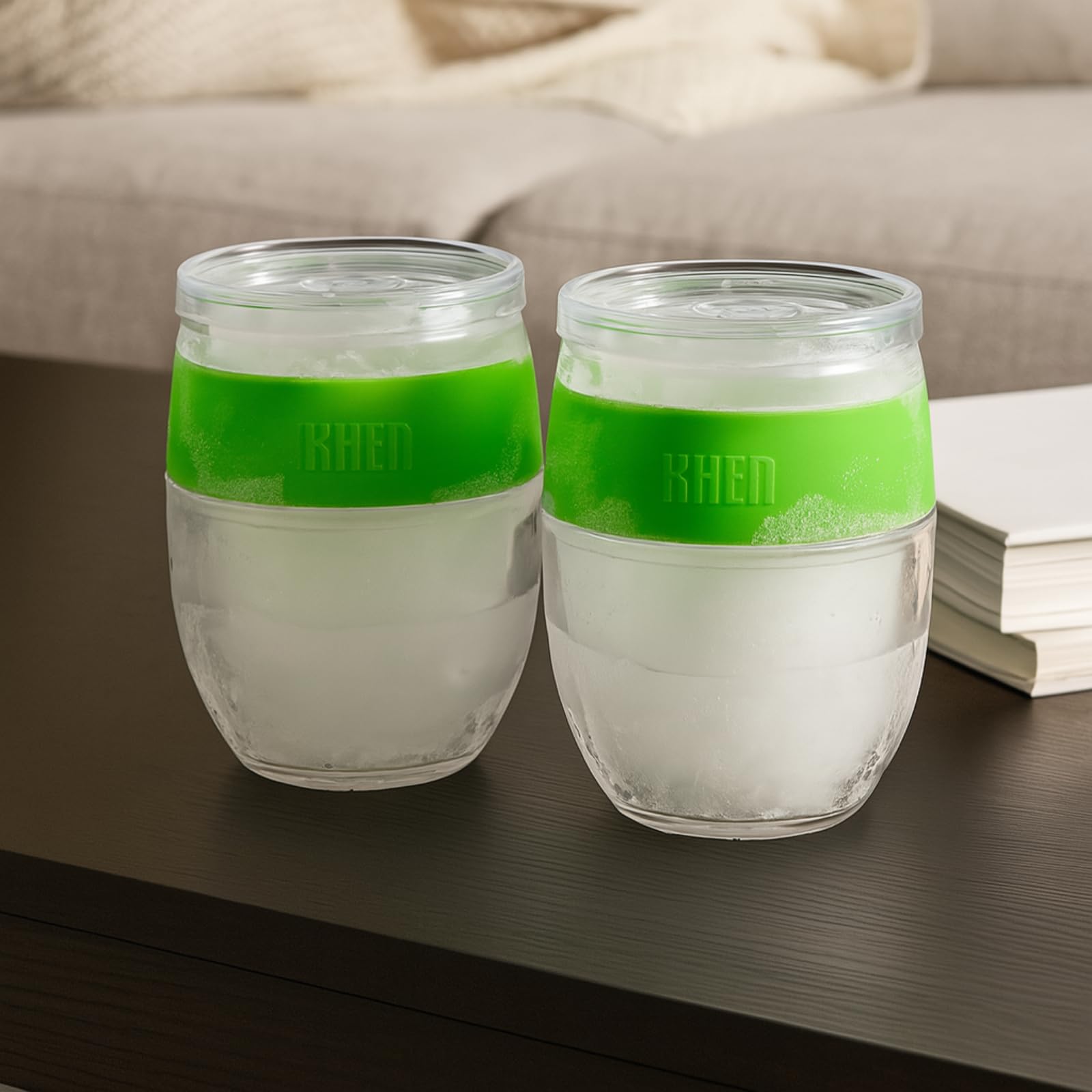 TEEK - Stemless Acrylic Cooling Wine Glasses Set | Green HOME DECOR TEEK KS