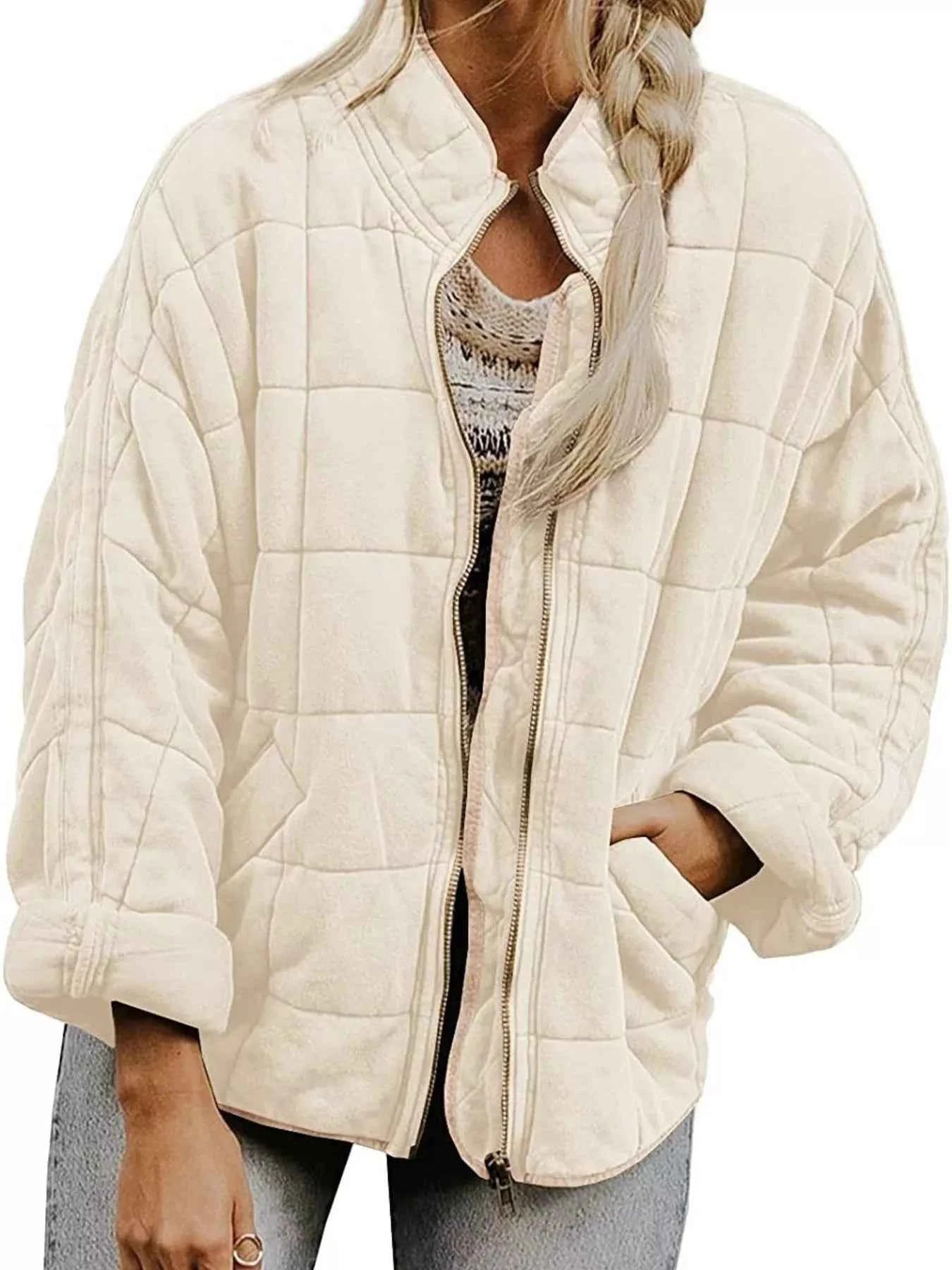 TEEK - Quilted Zip Up Outerwear JACKET TEEK Trend Rice White S