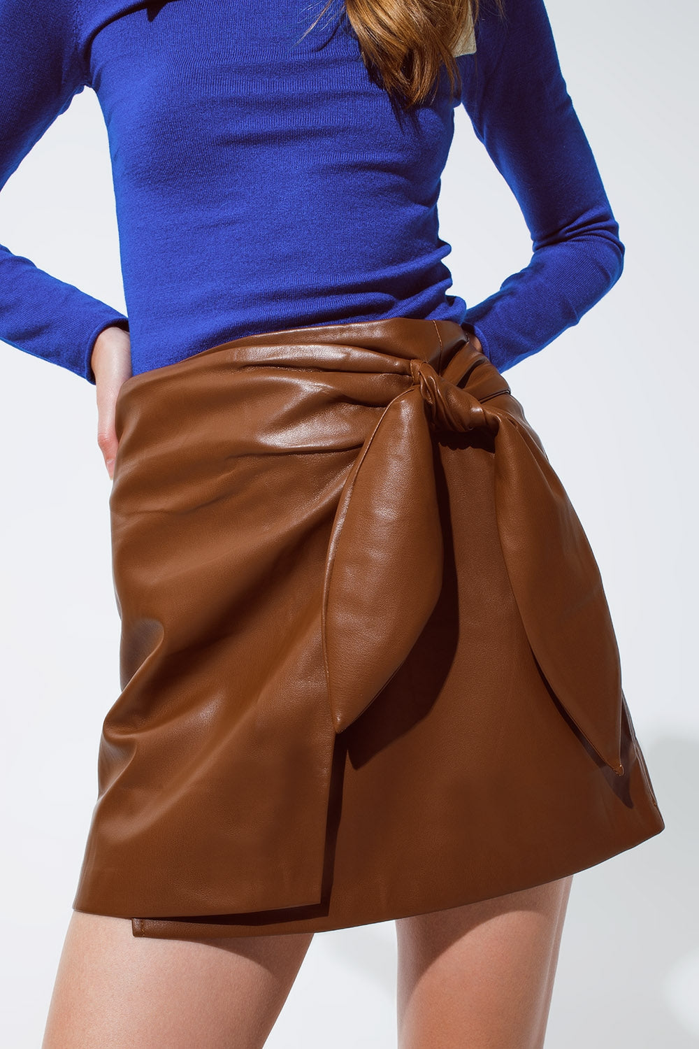TEEK - Side Bow Brown Mini Skirt SKIRT TEEK M   
