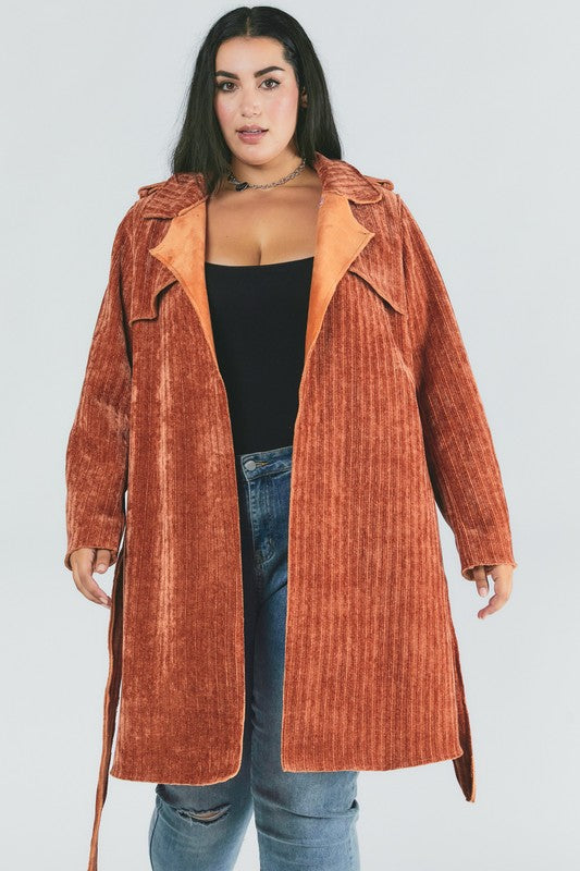TEEK - Plus Size Solid Long Sleeve Coat COAT TEEK FG   