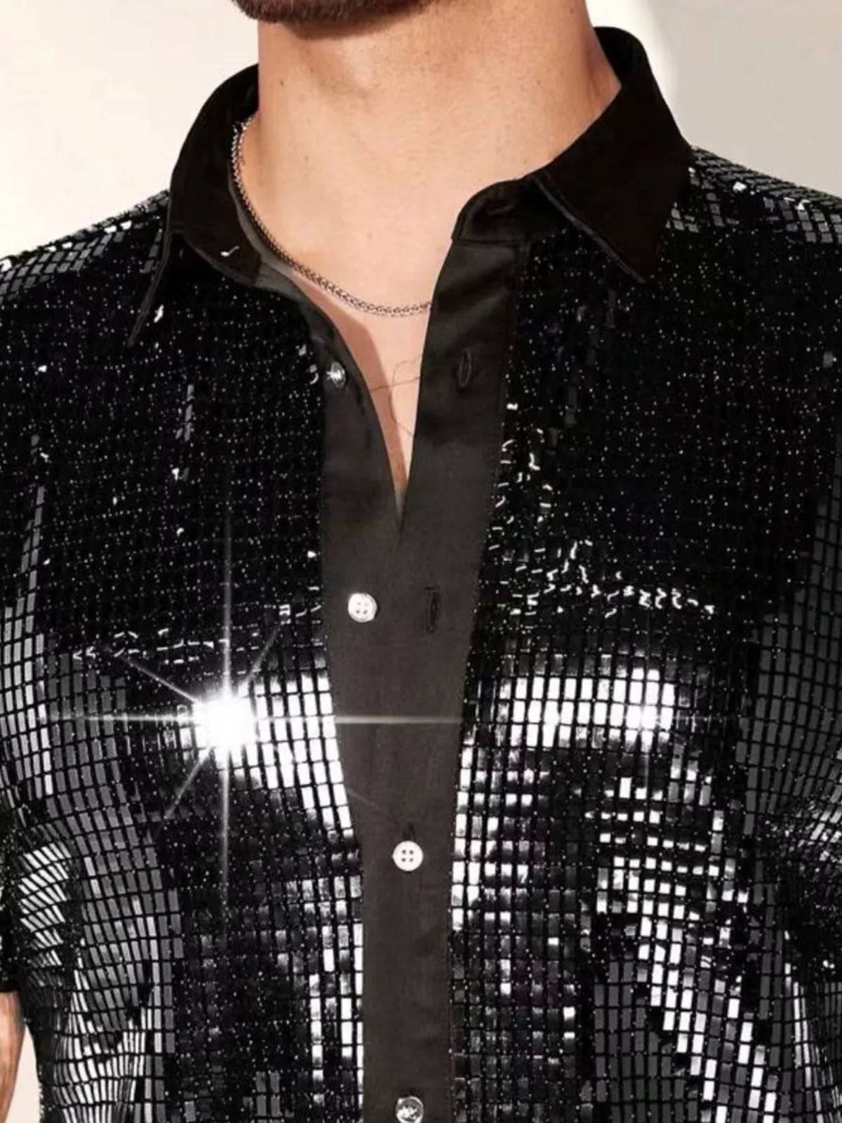 Men's Sequin Button Up Shirt Trendsi
