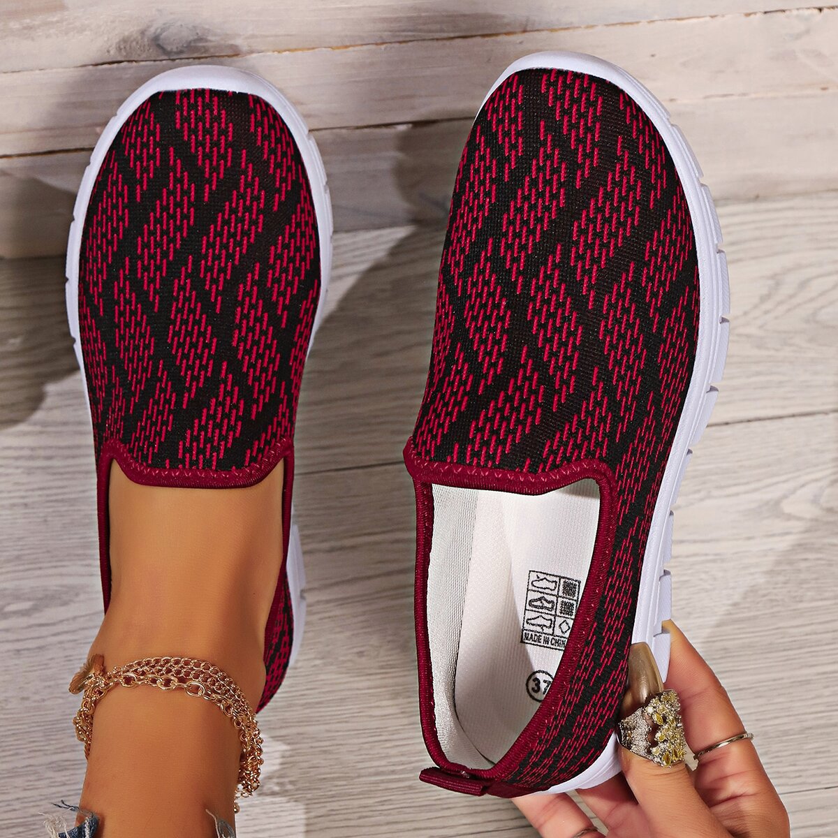 TEEK - Round Toe Flat Slip-Ons SHOES TEEK Trend Burgundy 6 