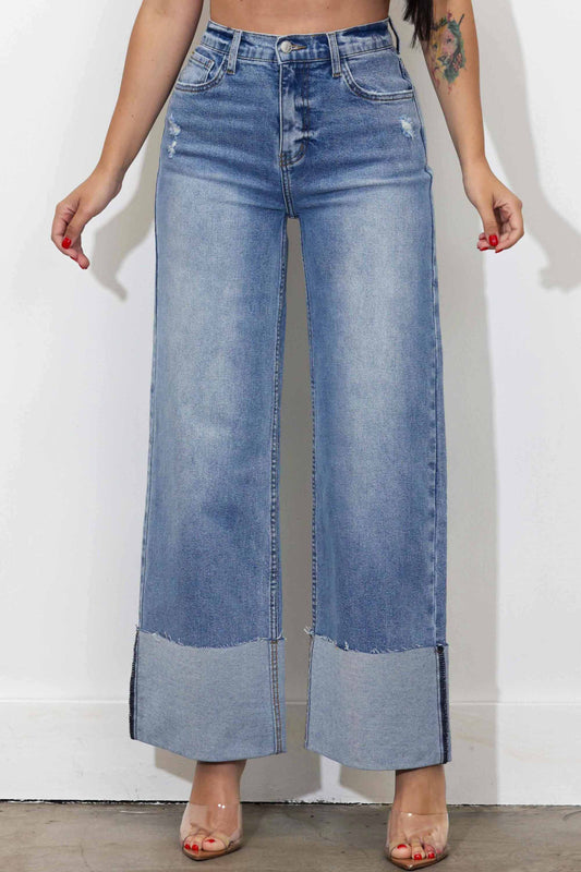 TEEK - Cuff Up Wide Leg Jeans JEANS TEEK RRRB 9