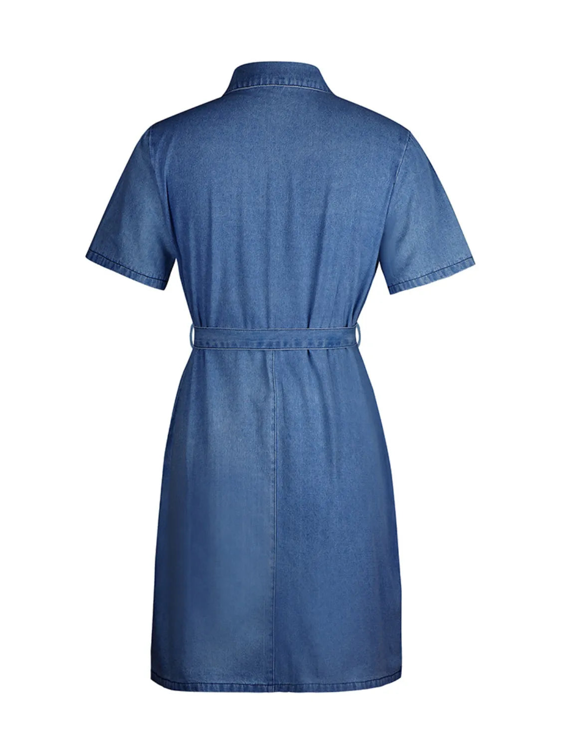 TEEK - Full Size Zip Front Short Sleeve Denim Dress DRESS TEEK Trend