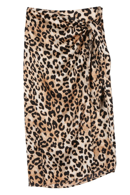 TEEK - Satin Leopard Tie Skirt SKIRT TEEK FG Leopard S