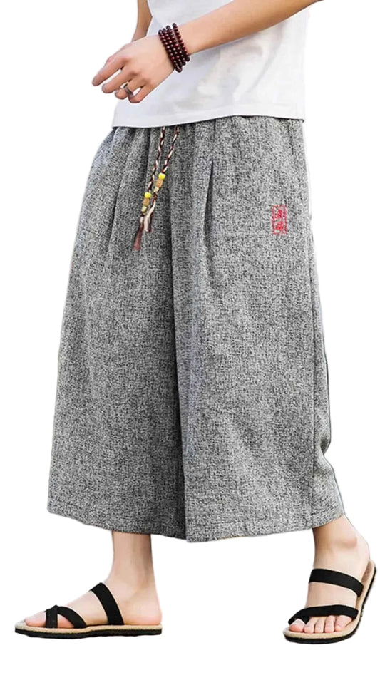 TEEK - Mens Plus Size Casual Wide Leg Cropped Pants PANTS TEEK Trend Gray M
