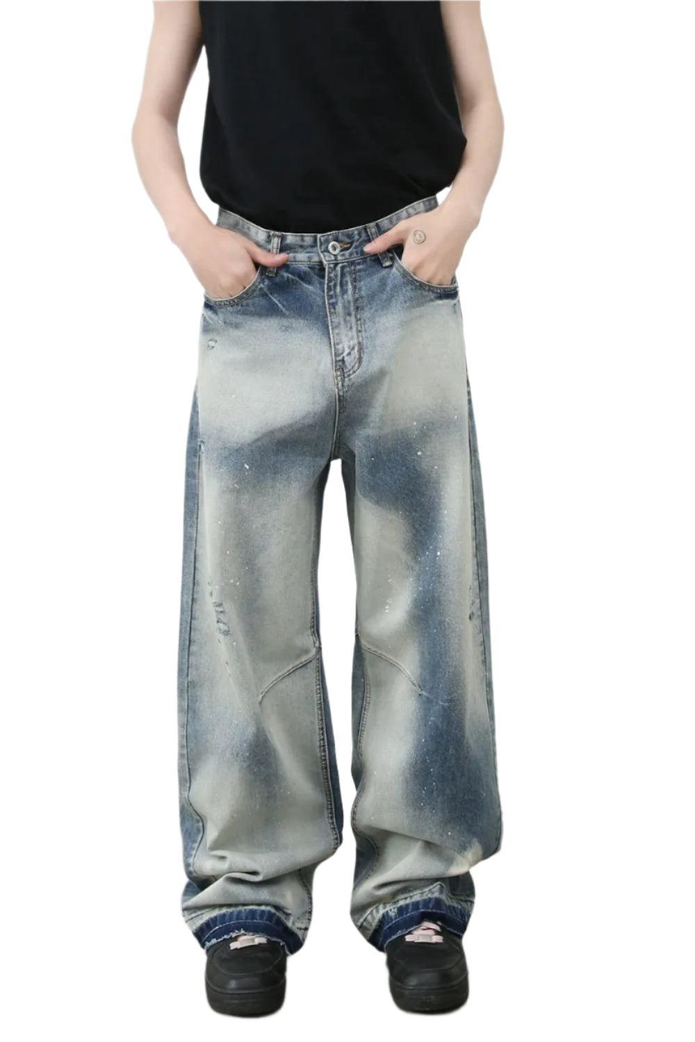 TEEK - Mens Distressed Wide Leg Jeans JEANS TEEK Trend S