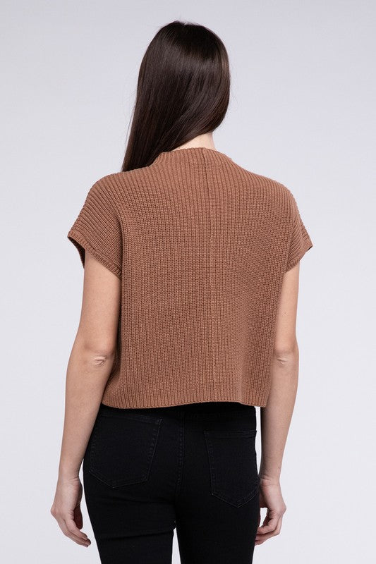 TEEK - Mock Neck Short Sleeve Cropped Sweater SWEATER TEEK FG   