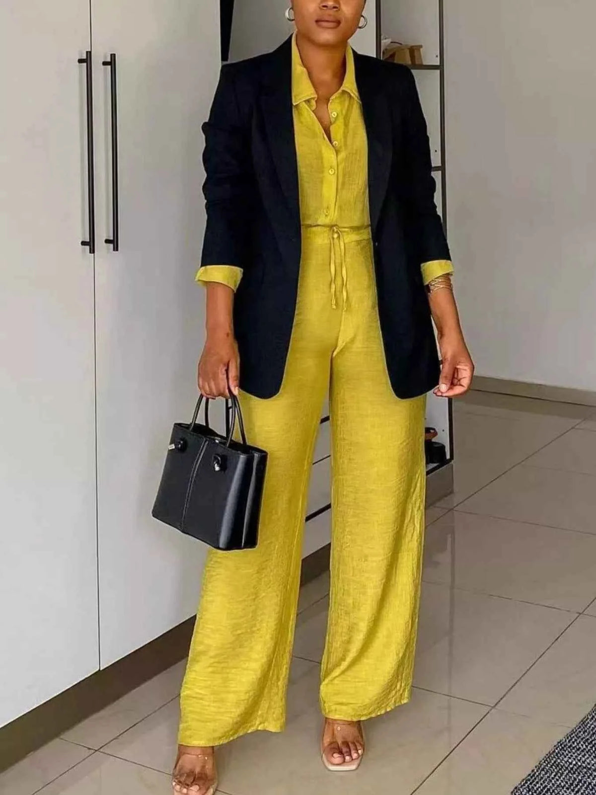 TEEK - Tie-Front Top and Wide Leg Pants Set SET TEEK Trend